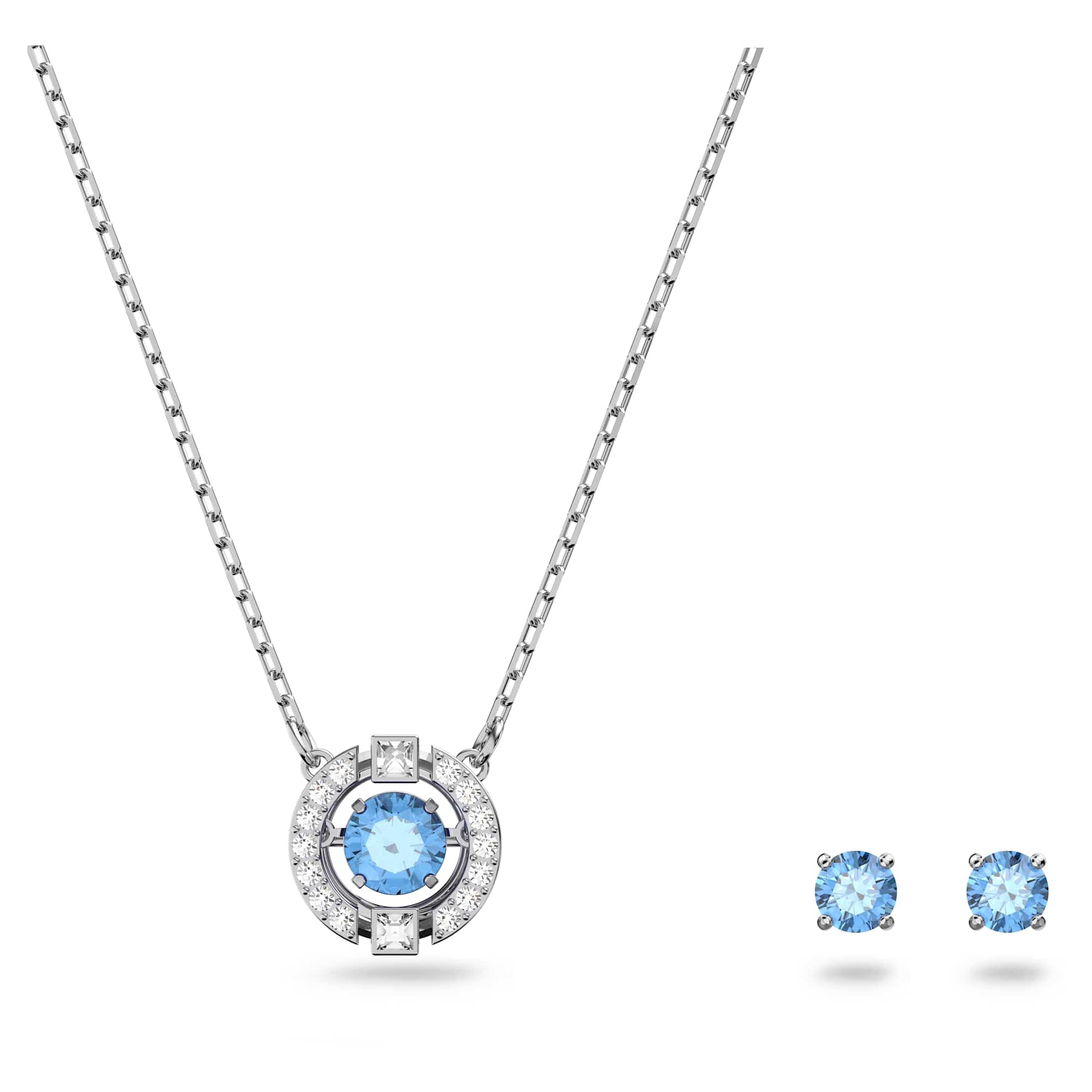 Conjunto De Joyas Con Colgante Redondo Swarovski Una Y Pendientes - Venta Internacional.