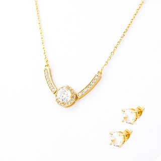 Foto 1 | Set De Aretes Y Collar Con Zirconia De Esfera The Golden Store Chapa De Oro 18k