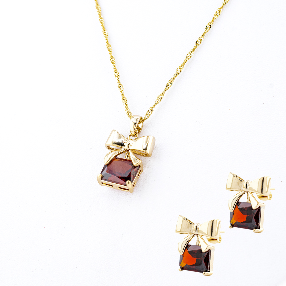 Foto 2 | Set de Collar con Aretes The Golden Store de Chapa de Oro de 18k