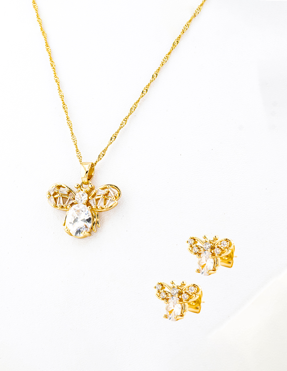 Foto 2 | Set De Arete Y Collar En Forma De Insecto The Golden Store Chapa De Oro De 18k