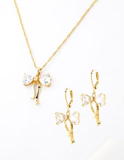 Foto 1 | Set De Collar Y Aretes De Moño De Lazo The Golden Store Chapa De Oro 18k