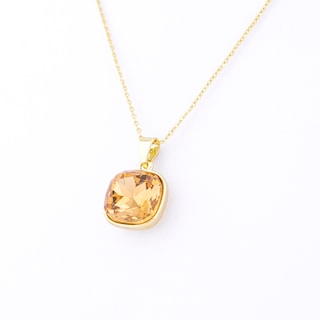 Foto 3 | Set De Arete Y Collar En Forma Cuadrada En Tono Ámbar The Golden Store Chapa De Oro De 18k