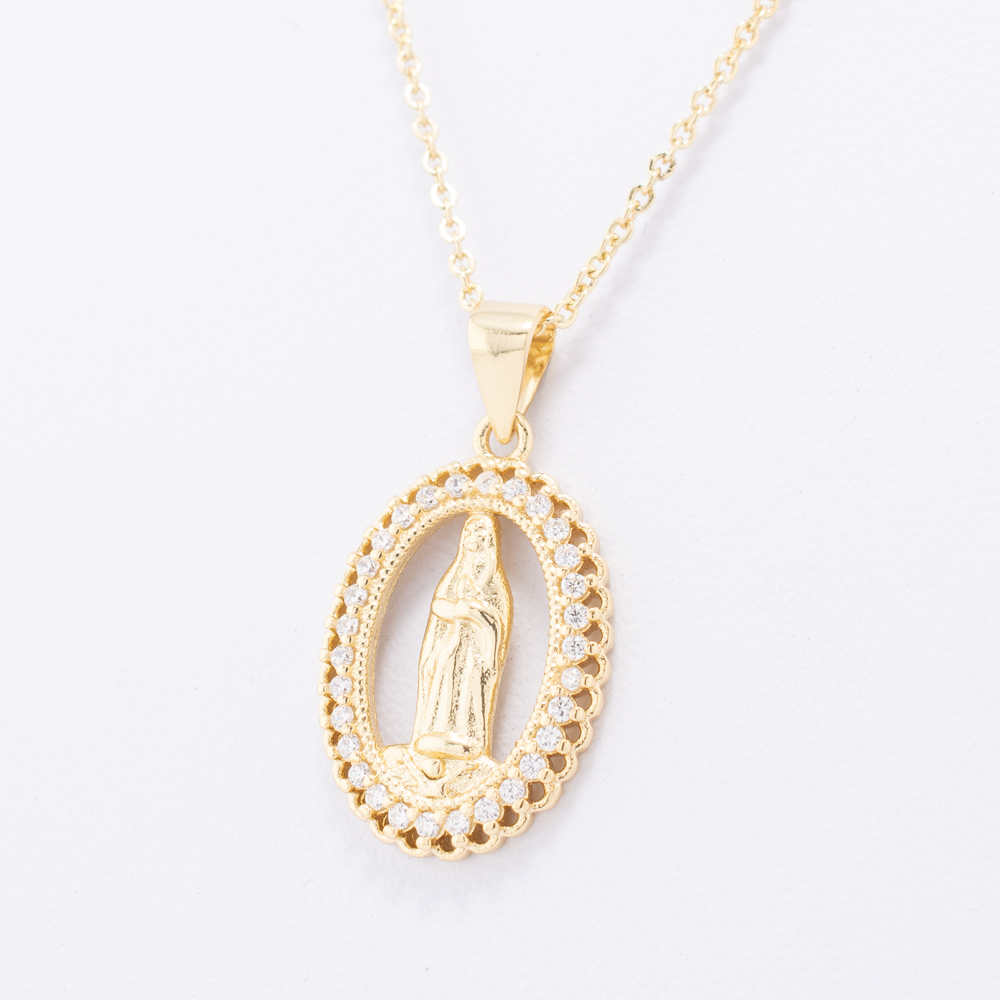 Foto 4 | Aretes Y Collar Religioso Marco Brillante The Golden Store Chapa De Oro 18k