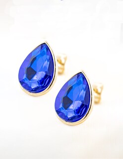 Foto 3 | Set Arete Y Collar Zirconia Ovalado Azul Marino The Golden Store Chapa De Oro 18k