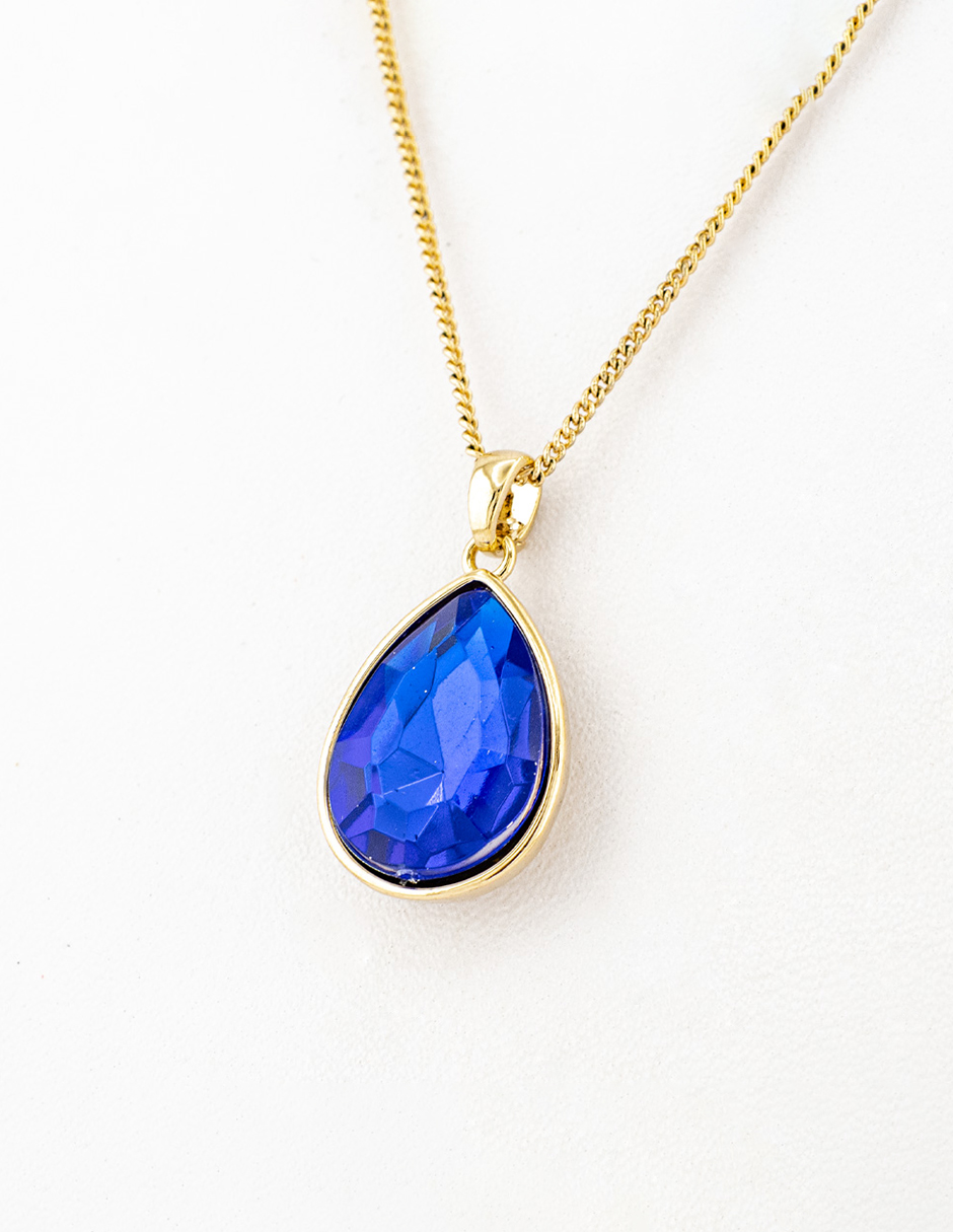 Foto 4 | Set Arete Y Collar Zirconia Ovalado Azul Marino The Golden Store Chapa De Oro 18k