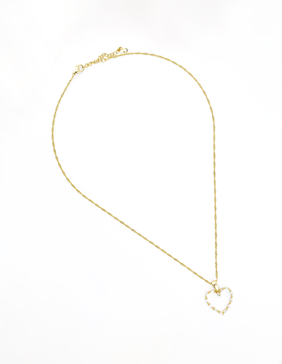 Foto 5 pulgar | Juego de Arete y Collar Corazón Chapa de Oro 18 k