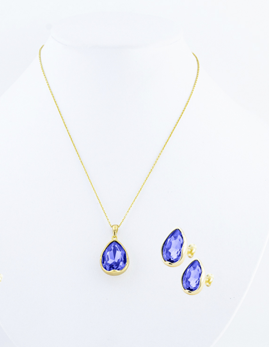 Juego De Joyería Aretes Y Collar Dorado En Forma De Gota The Golden Store Chapa De Oro 18k