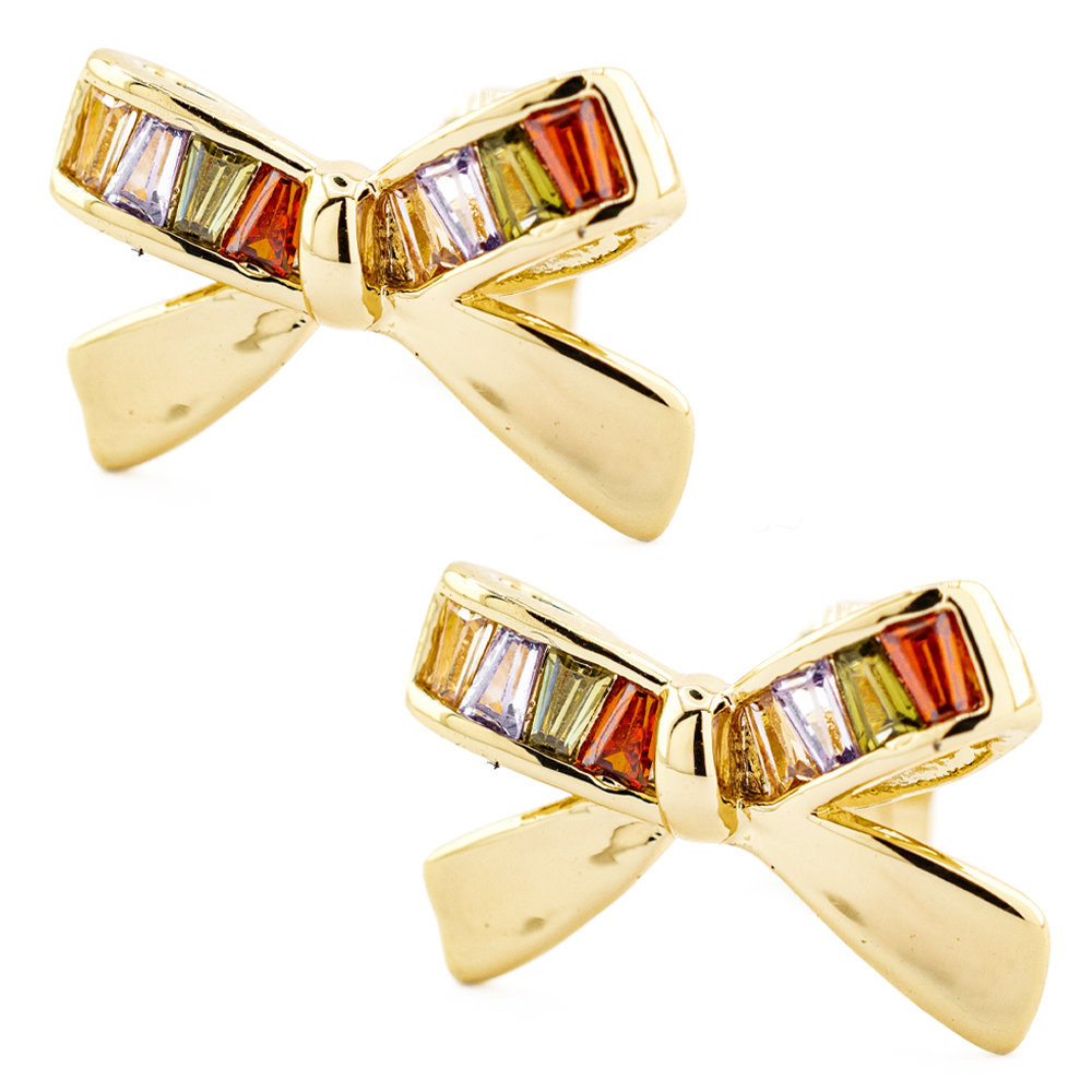 Foto 3 | Aretes Y Un Collar Dorado En Forma De Moño En Colores Fuertes