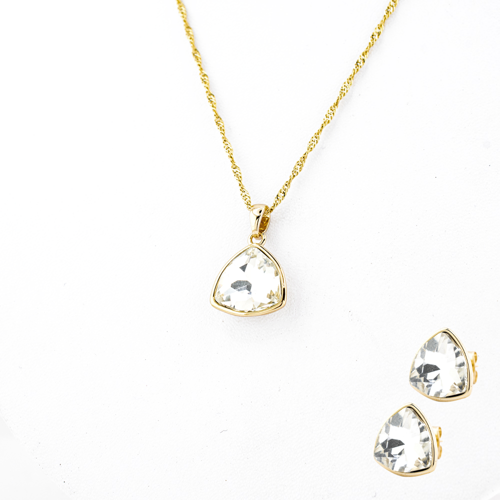 Arete Y Collar En Forma De Triangulo The Golden Store Chapa De Oro 18k