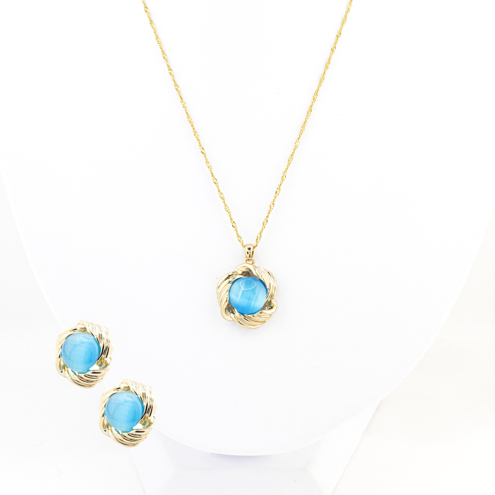 Arete Y Collar Circular Con Marco Dorado The Golden Store Chapa De Oro 18k