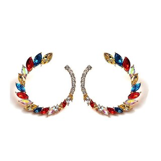 Foto 1 | Pendientes Huoguo Redondos De Metal Con Diamantes De Colores Para Bodas - Venta Internacional.
