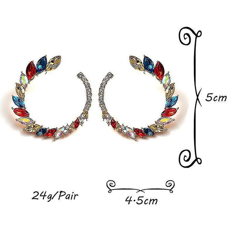 Foto 3 pulgar | Pendientes Huoguo Redondos De Metal Con Diamantes De Colores Para Bodas - Venta Internacional.