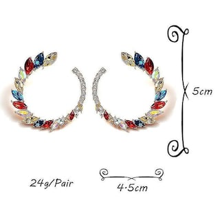 Foto 2 | Pendientes Huoguo Redondos De Metal Con Diamantes De Colores Para Bodas - Venta Internacional.