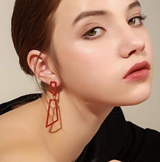 Foto 4 | Pendientes De Aleación Roja Con Forma De Gota Geométrica Para Mujer, Moda Bohemia - Venta Internacional.