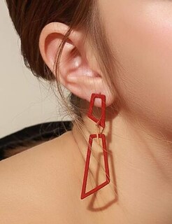 Foto 5 | Pendientes De Aleación Roja Con Forma De Gota Geométrica Para Mujer, Moda Bohemia - Venta Internacional.