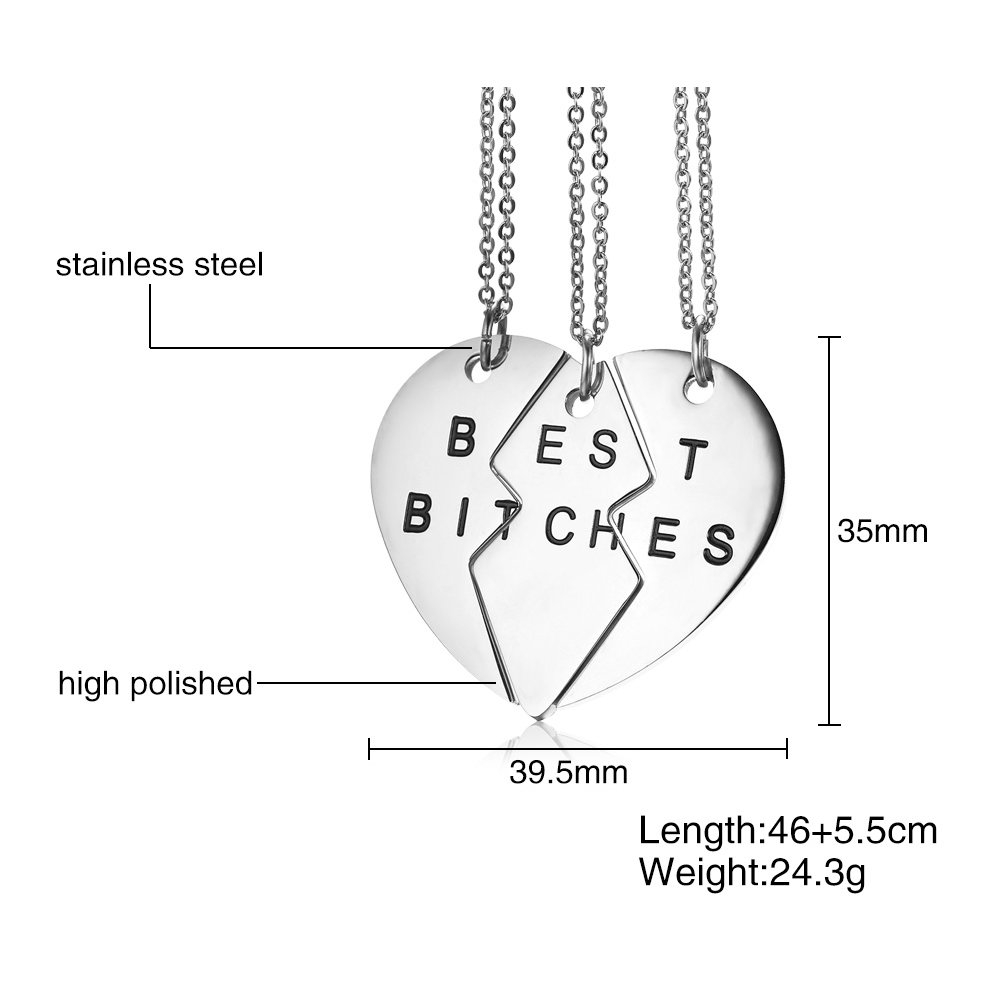 Foto 2 pulgar | Set De Collares Sanlin Beans De Acero Inoxidable Split Heart Bff - Venta Internacional.