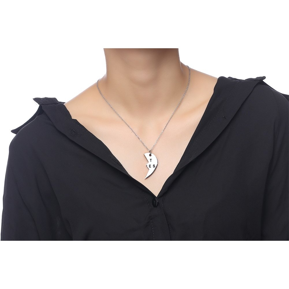 Foto 3 | Set De Collares Sanlin Beans De Acero Inoxidable Split Heart Bff - Venta Internacional.