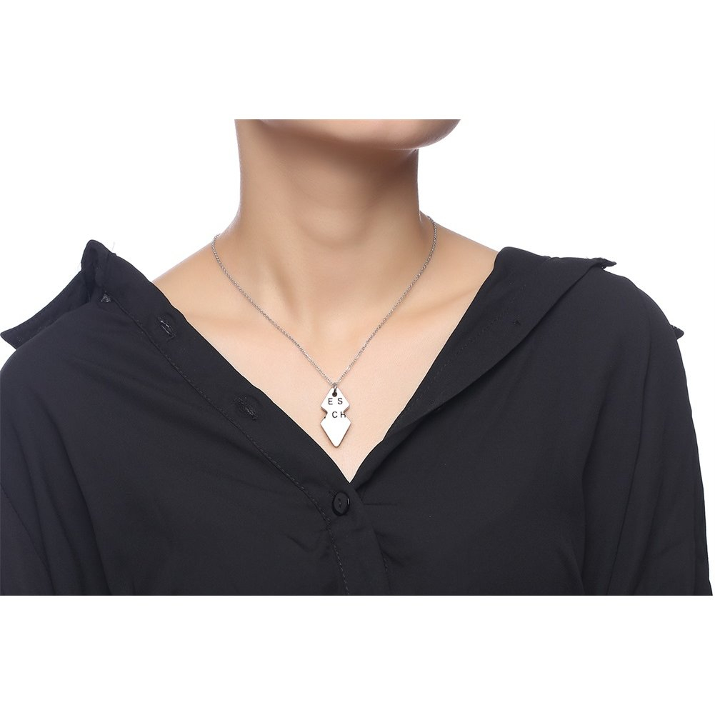 Foto 5 pulgar | Set De Collares Sanlin Beans De Acero Inoxidable Split Heart Bff - Venta Internacional.