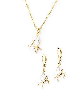 Foto 1 | Collar Y Aretes Colgantes En Forma De Mariposa The Golden Store Chapa De Oro 18k