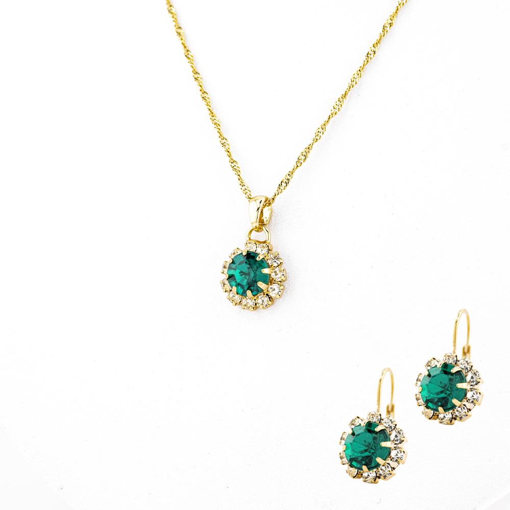 Foto 1 | Collar Y Aretes Colgantes En Forma De Circulo The Golden Store Chapa De Oro 18k