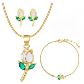 Foto 1 | Collar Xtellar Tulipán Con Cristal Dijes Pulsera Aretes Joyería Lujo