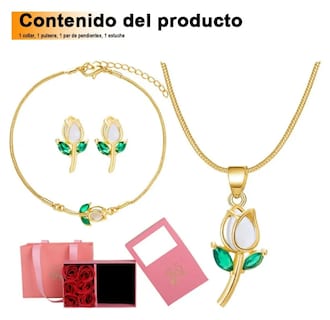 Foto 2 | Collar Xtellar Tulipán Con Cristal Dijes Pulsera Aretes Joyería Lujo