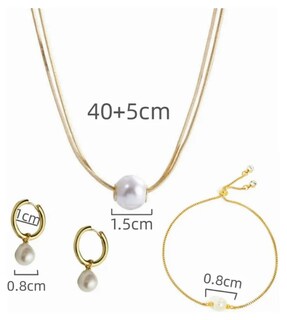 Foto 2 | Collar Xtellar Perla Pulsera Aretes Dije Acero Inoxidable Joyería