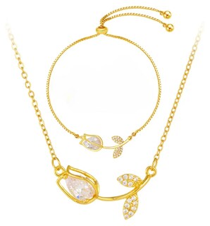 Foto 1 | Collar Xtellar Tulipán Pulsera Baño Oro 18k Conjunto De Joya De Lujo