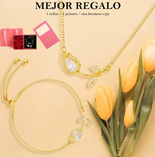 Foto 3 | Collar Xtellar Tulipán Pulsera Baño Oro 18k Conjunto De Joya De Lujo