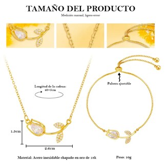 Foto 4 | Collar Xtellar Tulipán Pulsera Baño Oro 18k Conjunto De Joya De Lujo