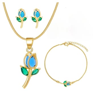 Foto 1 | Collar Xtellar Tulipán Con Cristal Dijes Pulsera Aretes Joyería Lujo