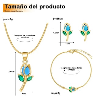 Foto 4 | Collar Xtellar Tulipán Con Cristal Dijes Pulsera Aretes Joyería Lujo
