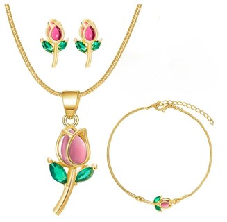 Foto 1 | Collar Xtellar Tulipán Con Cristal Dijes Pulsera Aretes Joyería Lujo