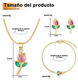Foto 4 | Collar Xtellar Tulipán Con Cristal Dijes Pulsera Aretes Joyería Lujo