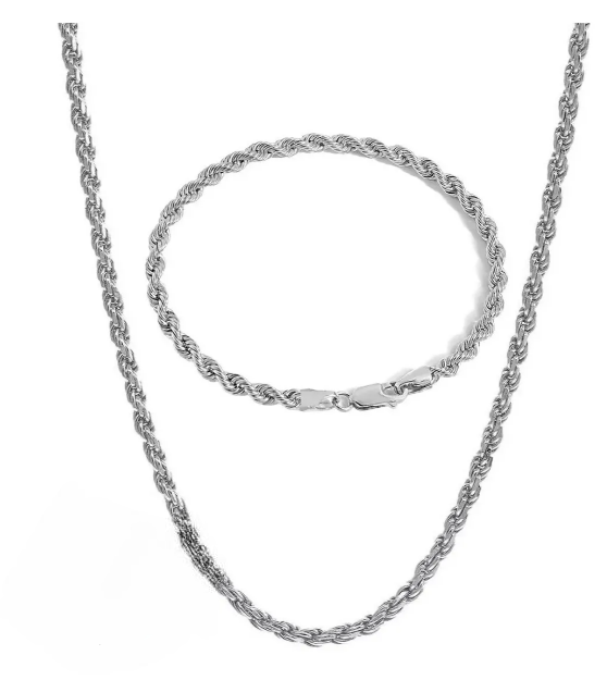 Foto 2 pulgar | 2pz Xtellar Pulsera Y Collar Acero Inoxidable Hombre Plata