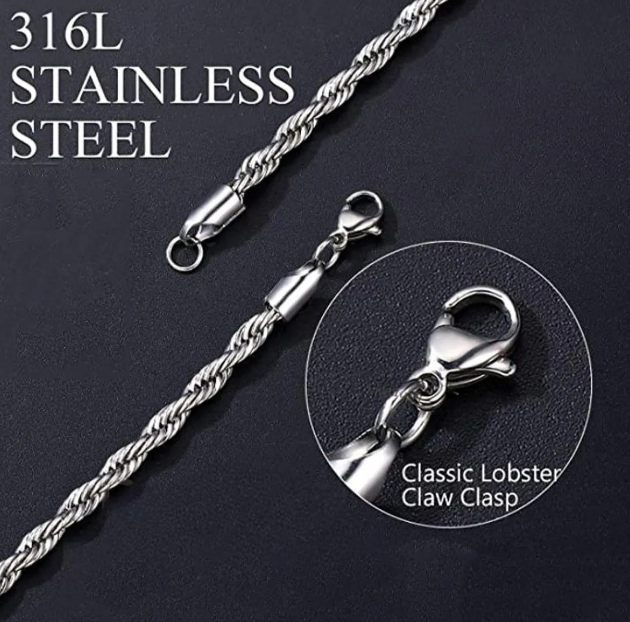 Foto 4 pulgar | 2pz Xtellar Pulsera Y Collar Acero Inoxidable Hombre Plata