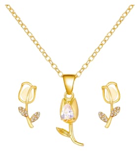 Foto 1 | Collar Xtellar Tulipán Aretes Asimétricos Baño Oro 18k Kit De Regalo