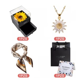 Foto 5 | Regalo Para Mujer Flores Girasol Eternas Collar Y Bufanda Lab.g, Multicolor