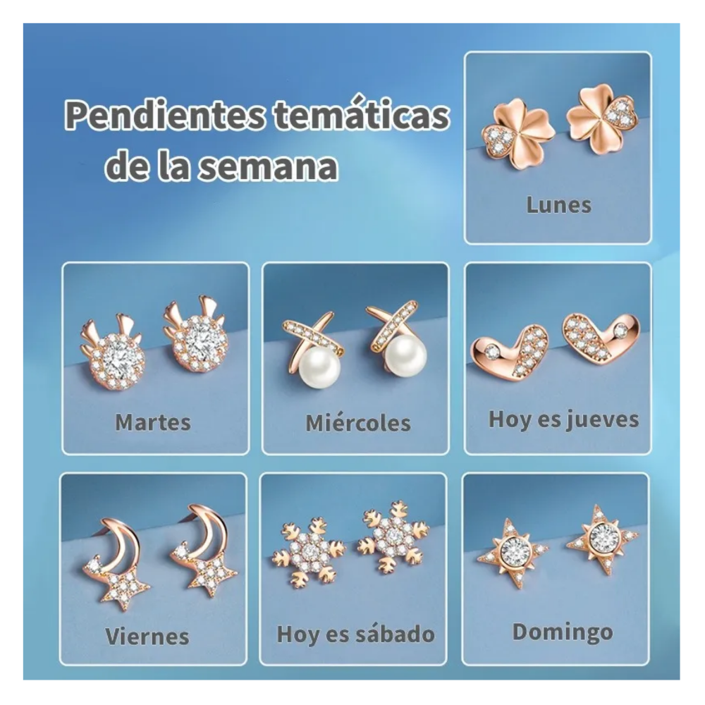 Foto 6 pulgar | Flores Rojas Eternas Y 7 Pares De Pendientes Lab.g, Mujeres Regalo Plata