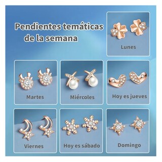 Foto 5 | Flores Rojas Eternas Y 7 Pares De Pendientes Lab.g, Mujeres Regalo Plata