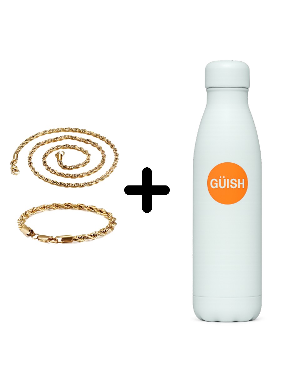 Foto 2 pulgar | 2pz Pulsera Y Collar Torsal Unisex + Gratis Termo Güis De Regalo