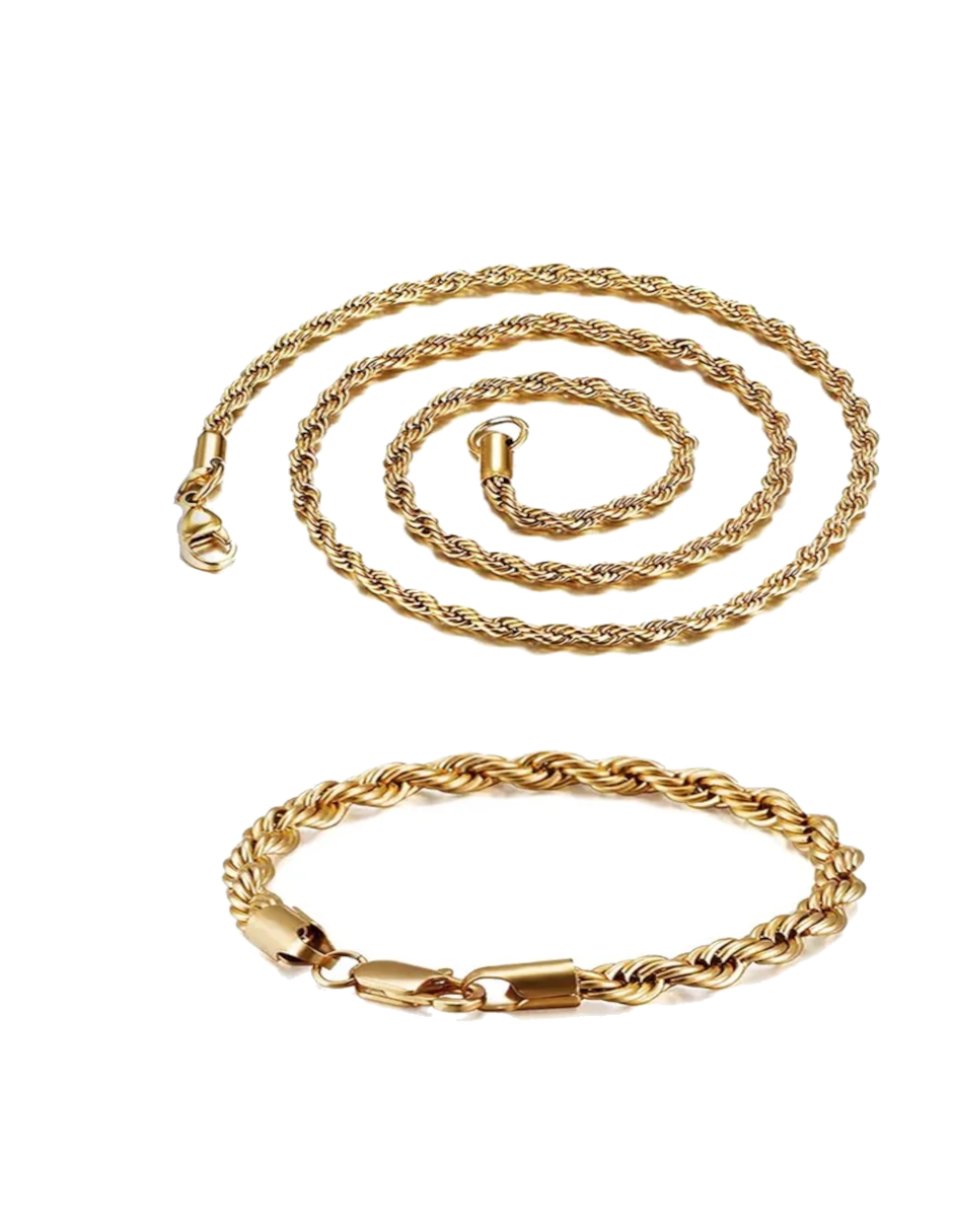 Foto 3 pulgar | 2pz Pulsera Y Collar Torsal Unisex + Gratis Termo Güis De Regalo