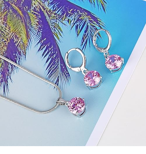 Foto 4 | Xtellar Oro Transparente Mujer Chapado En Circonita Solitario Circonita Pendientes Del Collar