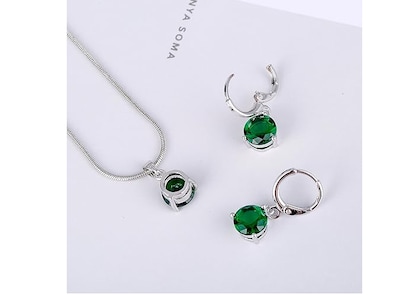Foto 4 | Xtellar Oro Transparente Mujer Chapado En Circonita Solitario Circonita Pendientes Del Collar