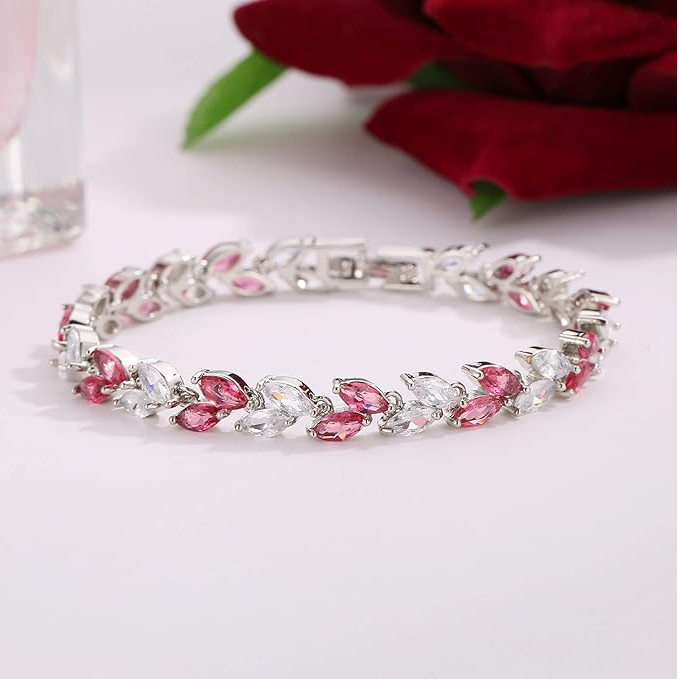 Foto 5 pulgar | Xtellar Rose Y Oro Transparente Plateó Las Pulseras Mujer Coloreadas Brazalete Del Tenis De Zirconia