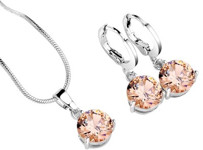 Foto 1 | Xtellar Oro Transparente Mujer Chapado En Circonita Solitario Circonita Pendientes Del Collar