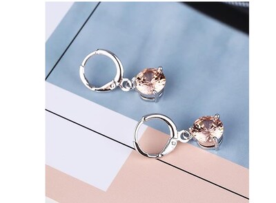 Foto 3 | Xtellar Oro Transparente Mujer Chapado En Circonita Solitario Circonita Pendientes Del Collar