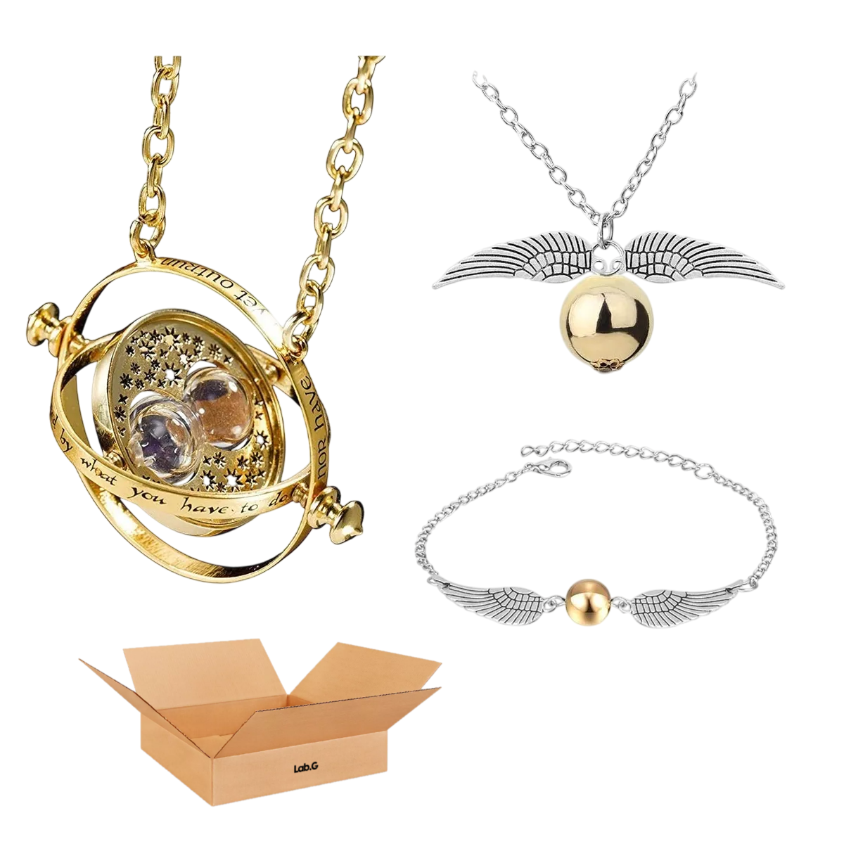 Foto 1 | Collar Giratiempo Harry Potter + Collar Y Pulsera Snitch Dorado Plata