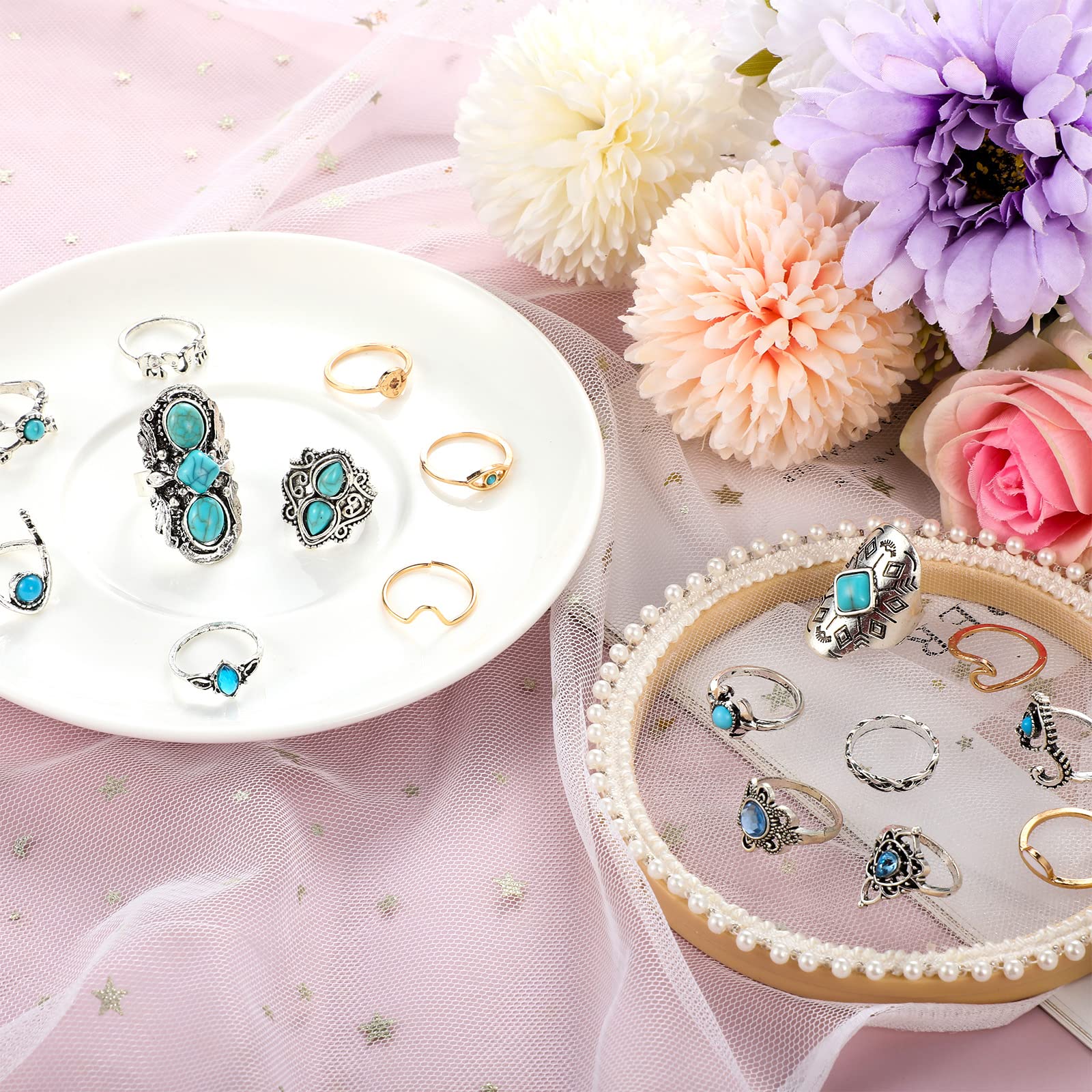 Foto 4 | Juego De Anillos Kigeli Vintage Turquesa, 78 Unidades, Chapados En Plata, Para Mujer - Venta Internacional.