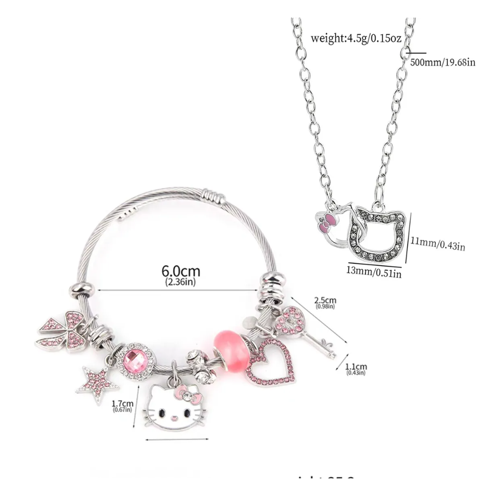 Foto 4 | 2pcs Kitty Pulsera Set Hello Kitty Ajustable Joyeria Mujer
